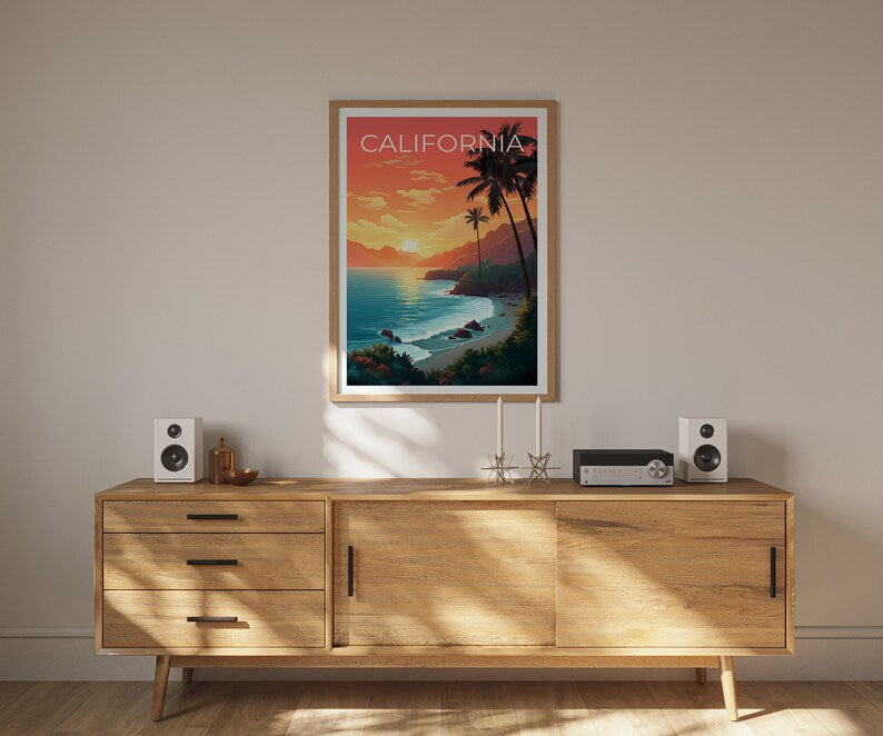 Affiche de Californie, Impression de Californie, Affiche de la côte, Impression de la côte, Affiche de voyage en Californie, Art de la côte, Art de la côte