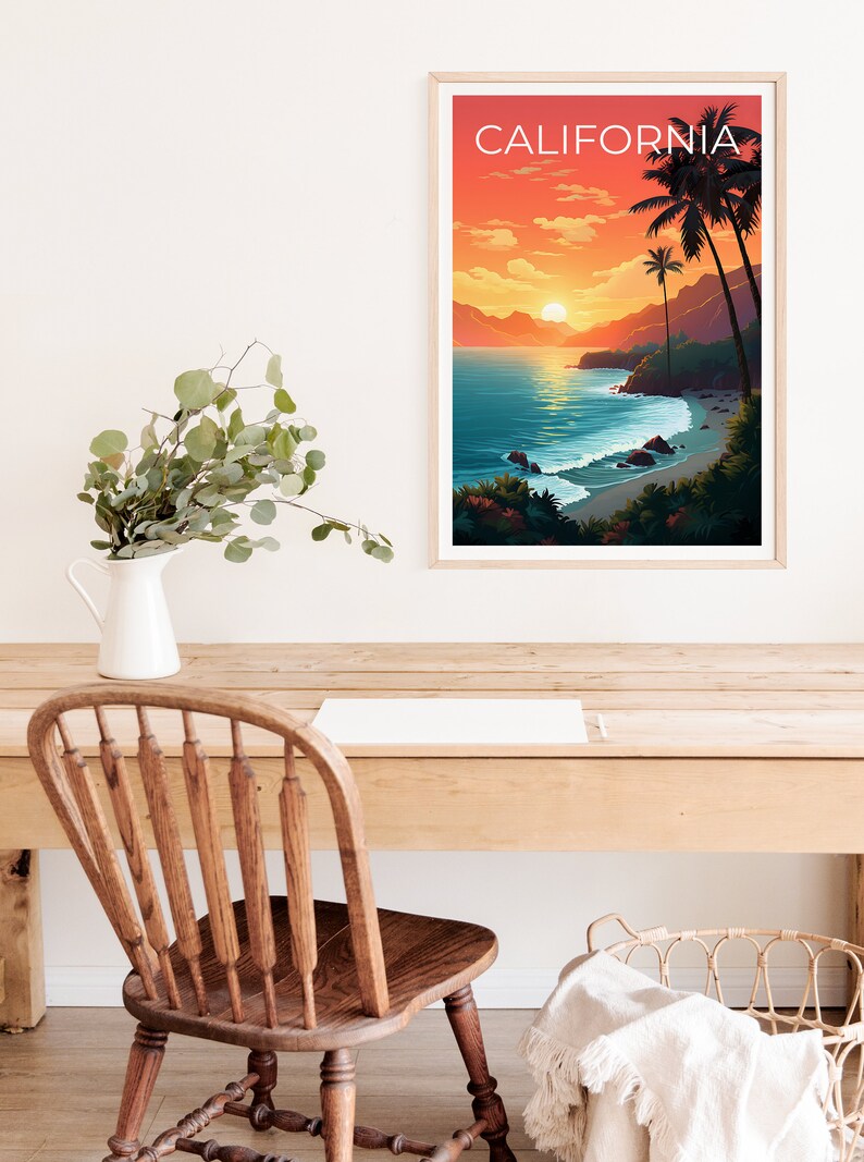Affiche de Californie, Impression de Californie, Affiche de la côte, Impression de la côte, Affiche de voyage en Californie, Art de la côte, Art de la côte