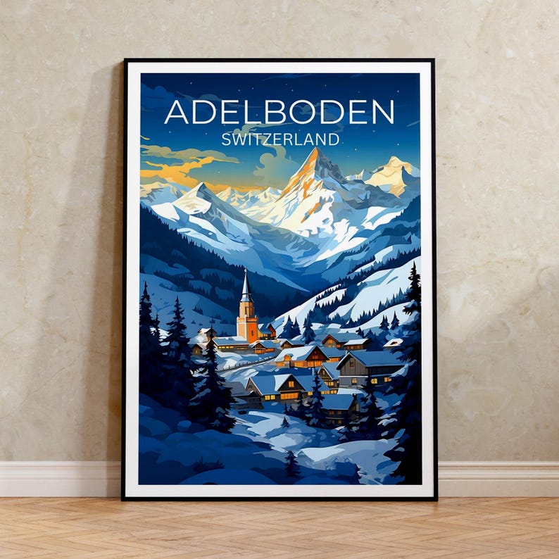 Adelboden Travel Poster, Switzerland Wall Art, Switzerland Print, Adelboden Poster, Switzerland Poster, City Poster, Adelboden Art
