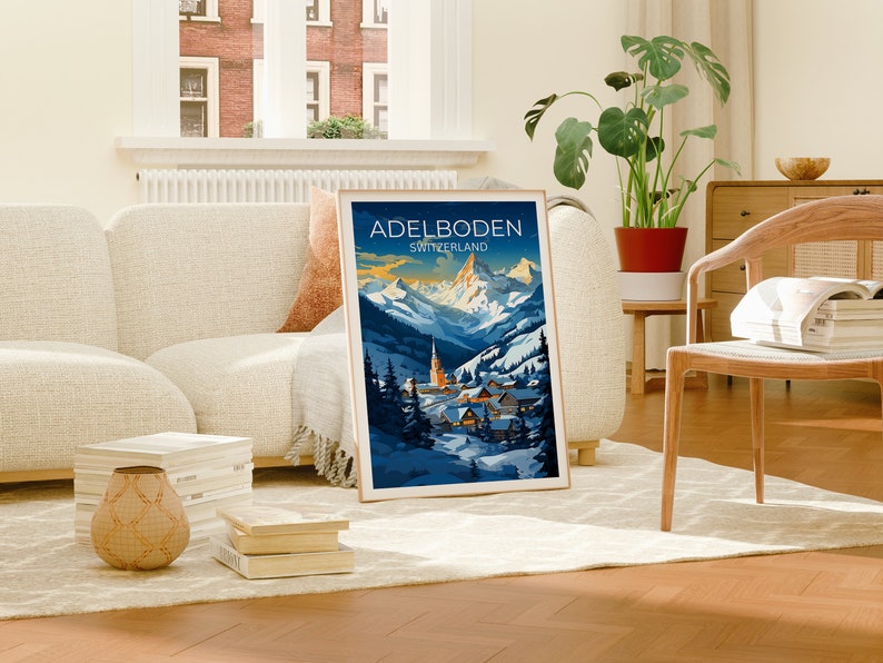Adelboden Reiseposter, Schweiz Wandkunst, Schweiz Druck, Adelboden Poster, Schweiz Poster, Stadtposter, Adelboden Kunst