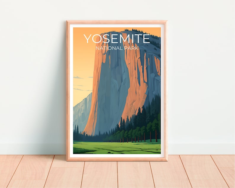 Affiche de voyage Yosemite, art mural de Californie, affiche El Capitan, affiche Yosemite, art El Capitan, affiche nature, art Yosemite