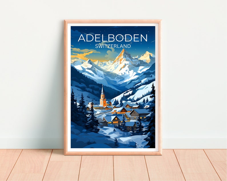 Adelboden Travel Poster, Switzerland Wall Art, Switzerland Print, Adelboden Poster, Switzerland Poster, City Poster, Adelboden Art