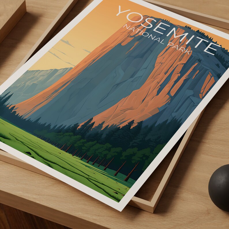Affiche de voyage Yosemite, art mural de Californie, affiche El Capitan, affiche Yosemite, art El Capitan, affiche nature, art Yosemite