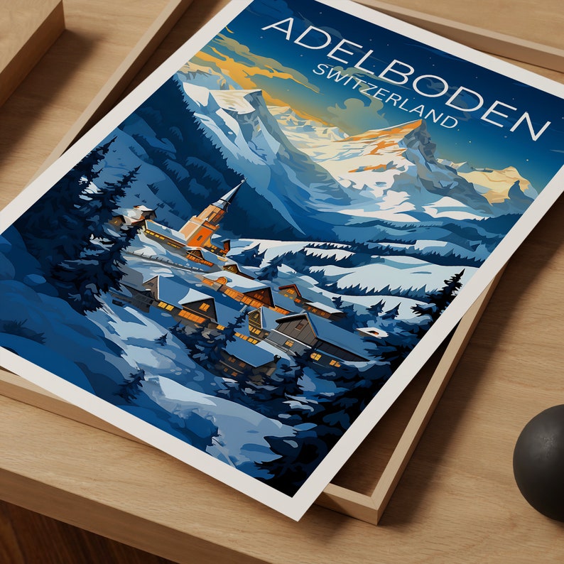Adelboden Travel Poster, Switzerland Wall Art, Switzerland Print, Adelboden Poster, Switzerland Poster, City Poster, Adelboden Art