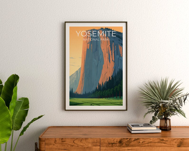 Affiche de voyage Yosemite, art mural de Californie, affiche El Capitan, affiche Yosemite, art El Capitan, affiche nature, art Yosemite