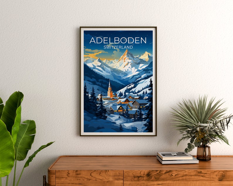 Adelboden Travel Poster, Switzerland Wall Art, Switzerland Print, Adelboden Poster, Switzerland Poster, City Poster, Adelboden Art
