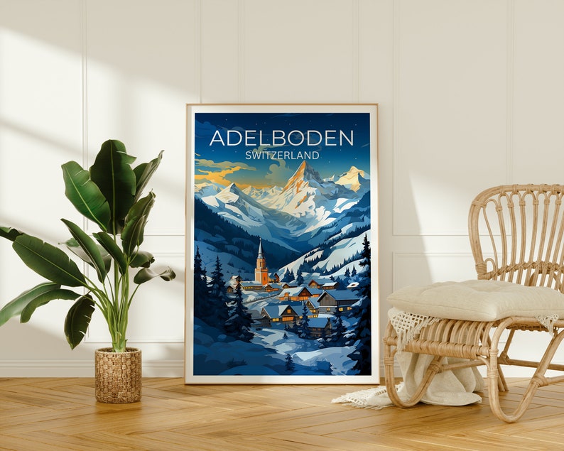 Adelboden Travel Poster, Switzerland Wall Art, Switzerland Print, Adelboden Poster, Switzerland Poster, City Poster, Adelboden Art