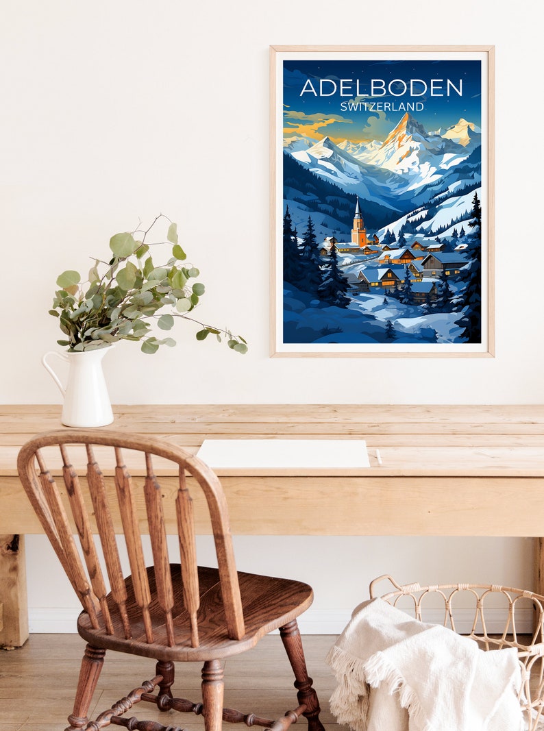 Adelboden Travel Poster, Switzerland Wall Art, Switzerland Print, Adelboden Poster, Switzerland Poster, City Poster, Adelboden Art