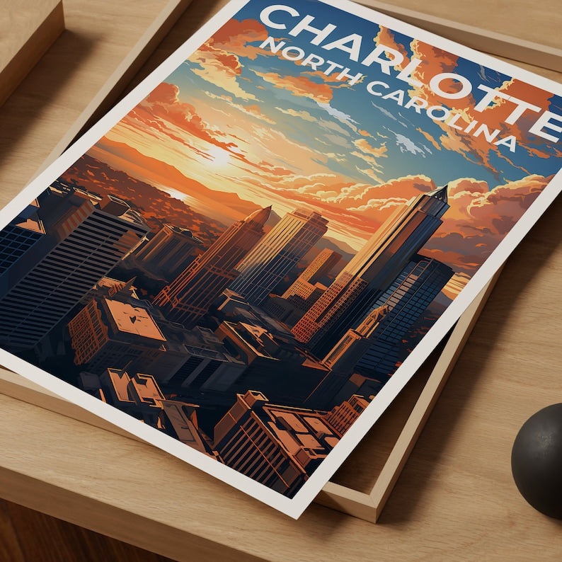 Charlotte Travel Poster, North Carolina Art, North Carolina Print, Charlotte Poster, North Carolina Poster, City Poster
