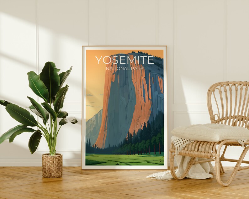 Affiche de voyage Yosemite, art mural de Californie, affiche El Capitan, affiche Yosemite, art El Capitan, affiche nature, art Yosemite