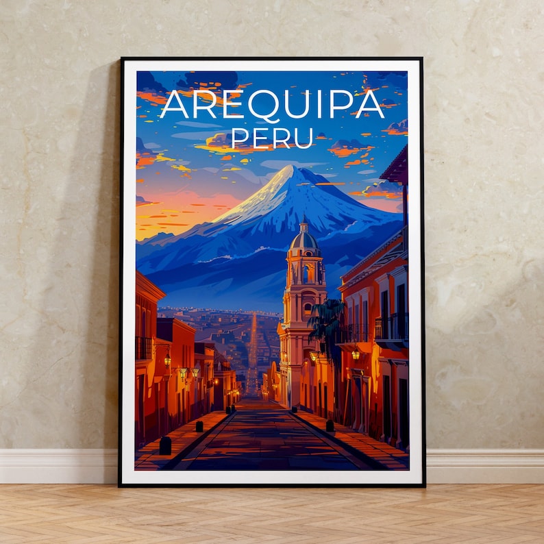 Arequipa Travel Poster, Peru Wall Art, Peru Print, Arequipa Poster, Peru Poster, City Poster, Arequipa Art