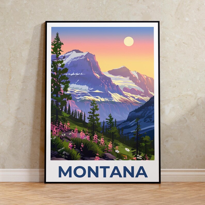 Montana Poster, Montana Print, Mountain Poster, Mountain Print, Montana Travel Poster, Forest Poster, Montana Art