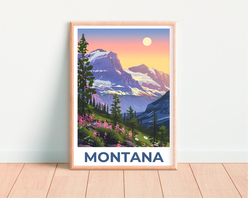 Montana Poster, Montana Print, Mountain Poster, Mountain Print, Montana Travel Poster, Forest Poster, Montana Art