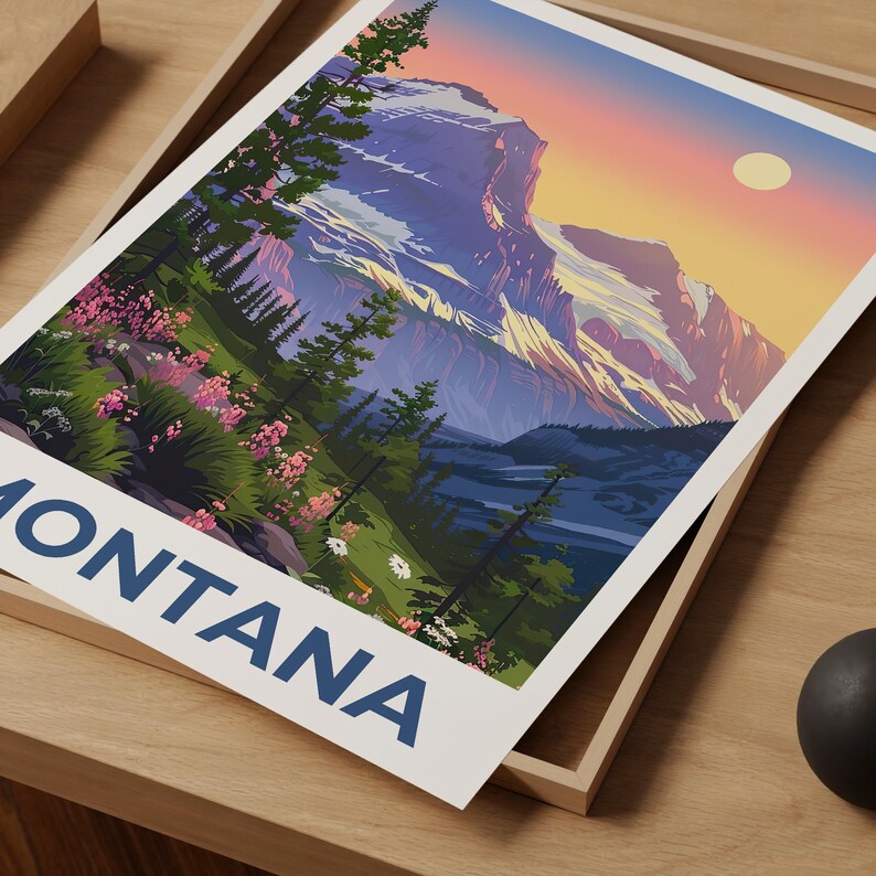 Montana Poster, Montana Print, Mountain Poster, Mountain Print, Montana Travel Poster, Forest Poster, Montana Art