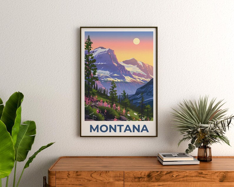 Montana Poster, Montana Print, Mountain Poster, Mountain Print, Montana Travel Poster, Forest Poster, Montana Art