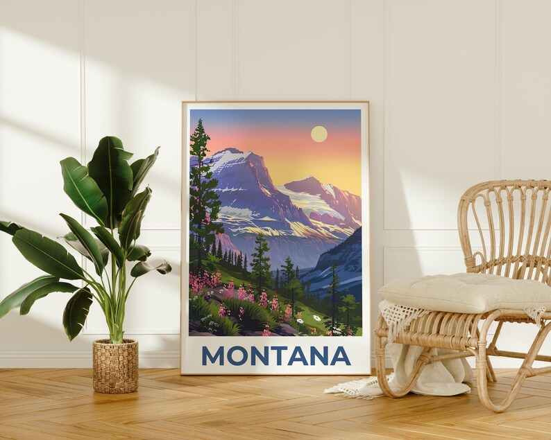 Montana Poster, Montana Print, Mountain Poster, Mountain Print, Montana Travel Poster, Forest Poster, Montana Art
