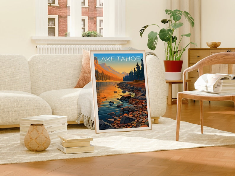 Lake Tahoe Travel Poster, California Wall Art, Nevada Print, Lake Tahoe Poster, Lake Poster, Nature Poster, Lake Tahoe Art