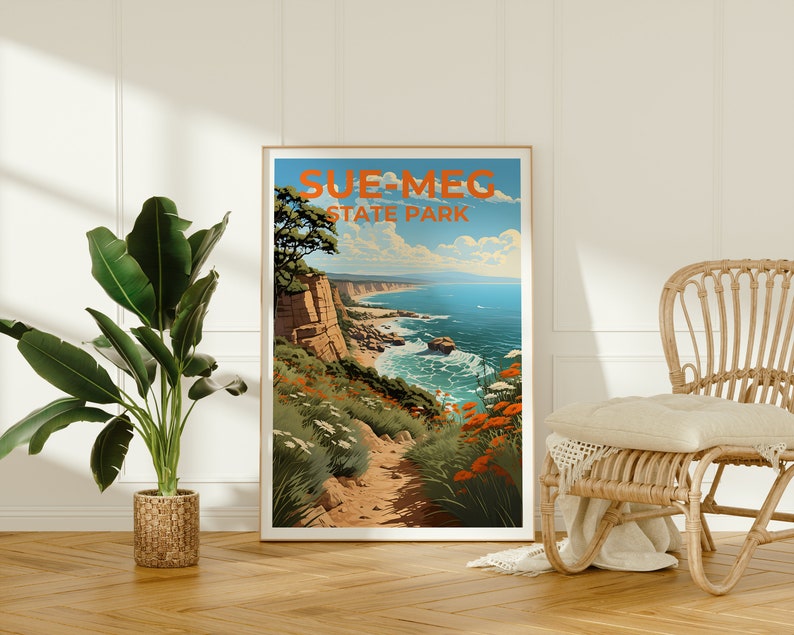 Sue-meg State Park Travel Poster, California Wall Art, California Print, Sue-meg Poster, California Poster, Nature Poster, Sue-meg Art
