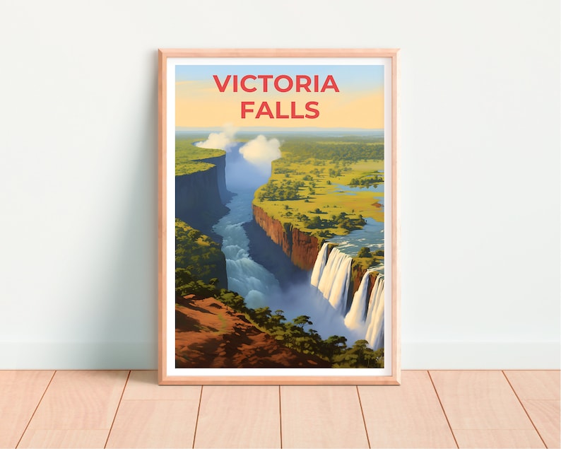 Victoria Falls Travel Poster, Africa Wall Art, Africa Print, Victoria Falls Poster, Waterfall Poster, Nature Poster, Victoria Falls Art