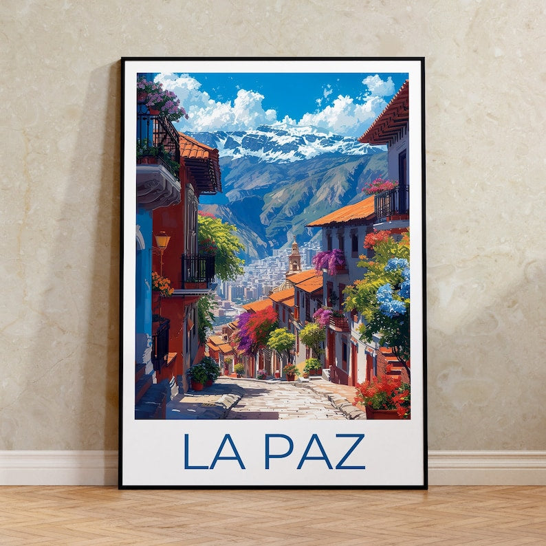 La Paz Travel Poster, Bolivia Wall Art, Bolivia Print, La Paz Poster, La Paz Poster, La Paz Print, La Paz Wall Decor