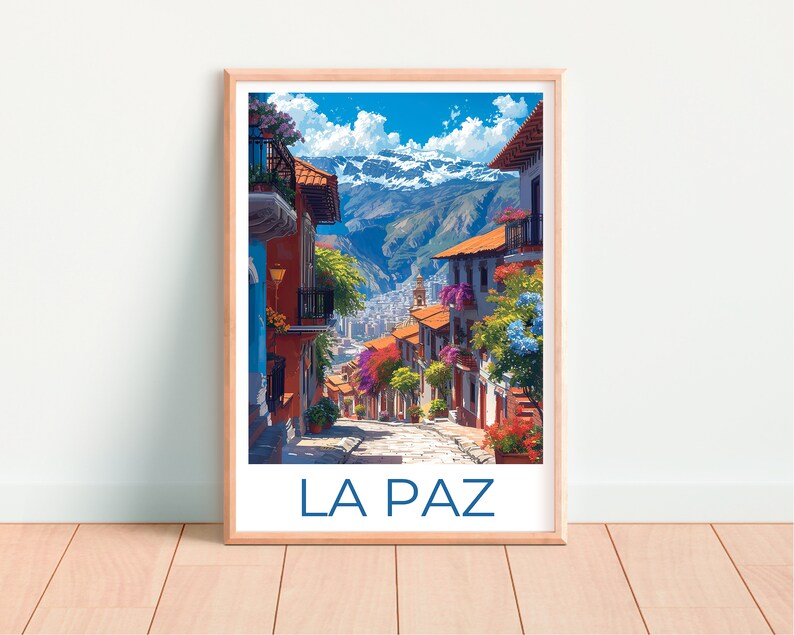 La Paz Travel Poster, Bolivia Wall Art, Bolivia Print, La Paz Poster, La Paz Poster, La Paz Print, La Paz Wall Decor