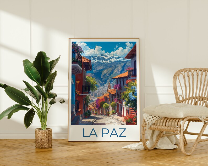 La Paz Travel Poster, Bolivia Wall Art, Bolivia Print, La Paz Poster, La Paz Poster, La Paz Print, La Paz Wall Decor