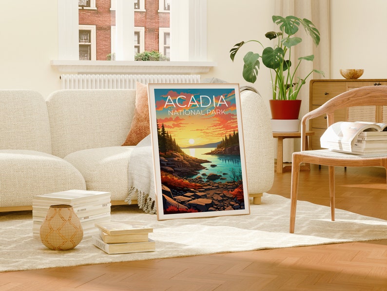 Acadia National Park Poster, Maine Print, Maine Art, Acadia Print, Acadia Travel Poster, Maine Art