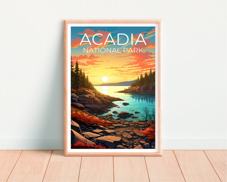 Acadia National Park Poster, Maine Print, Maine Art, Acadia Print, Acadia Travel Poster, Maine Art