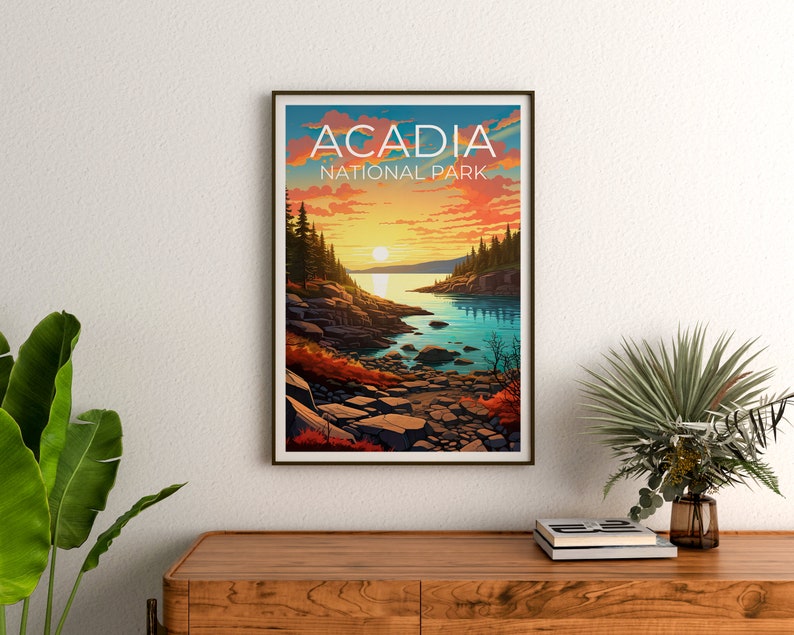 Acadia National Park Poster, Maine Print, Maine Art, Acadia Print, Acadia Travel Poster, Maine Art