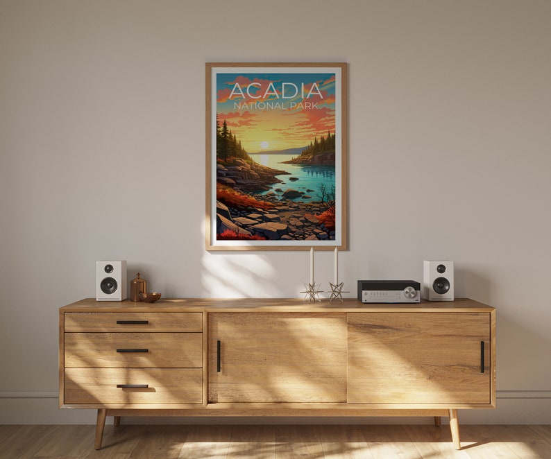 Acadia National Park Poster, Maine Print, Maine Art, Acadia Print, Acadia Travel Poster, Maine Art