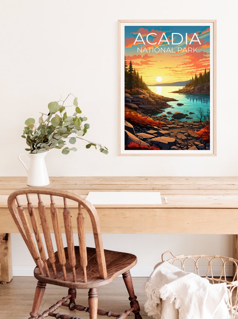 Acadia National Park Poster, Maine Print, Maine Art, Acadia Print, Acadia Travel Poster, Maine Art