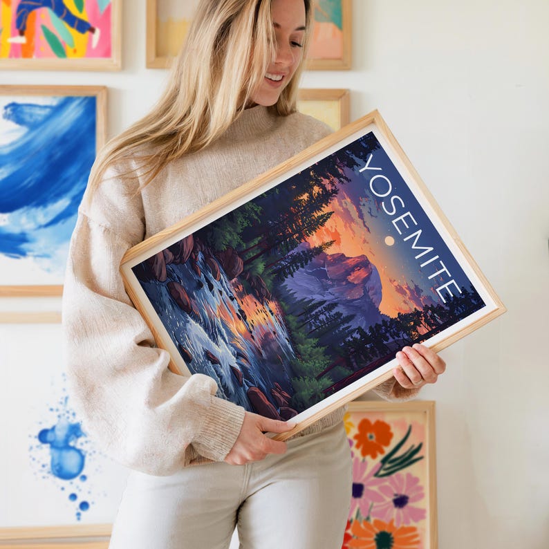 Affiche Yosemite, Impression Yosemite, Affiche Half Dome, Art Half Dome, Impression Half Dome, Affiche de voyage Yosemite, Affiche du parc national