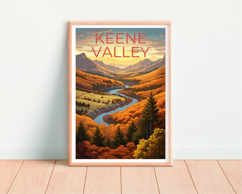 Keene Valley Poster, Keene Valley Print, New York Art, New York Print, Keene Valley Travel Poster, Mountain Poster