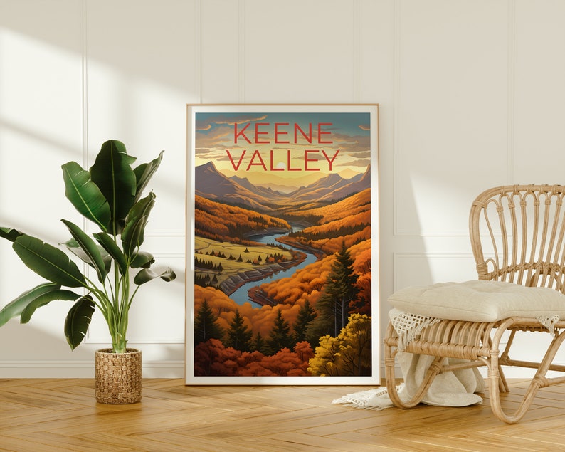 Keene Valley Poster, Keene Valley Print, New York Art, New York Print, Keene Valley Travel Poster, Mountain Poster