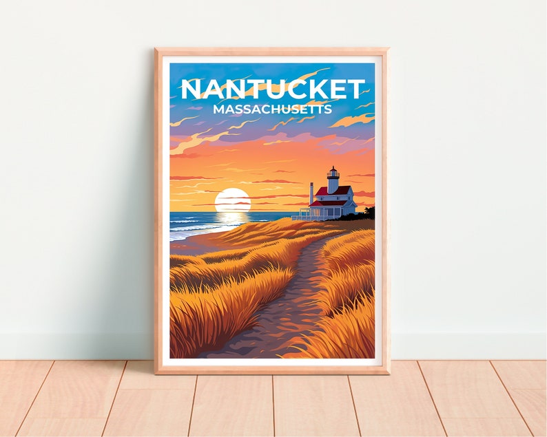 Nantucket Travel Poster, Massachusetts Wall Art, Massachusetts Print, Nantucket Poster, Massachusetts Poster, Island Poster, Nantucket Art