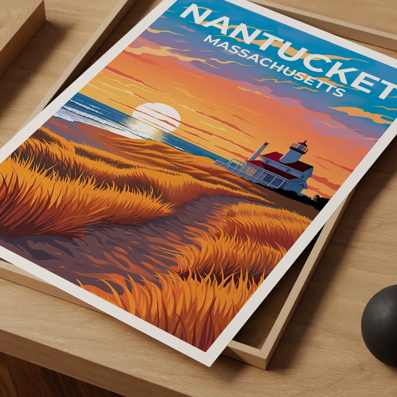 Nantucket Travel Poster, Massachusetts Wall Art, Massachusetts Print, Nantucket Poster, Massachusetts Poster, Island Poster, Nantucket Art