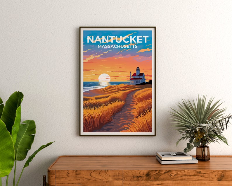 Nantucket Travel Poster, Massachusetts Wall Art, Massachusetts Print, Nantucket Poster, Massachusetts Poster, Island Poster, Nantucket Art
