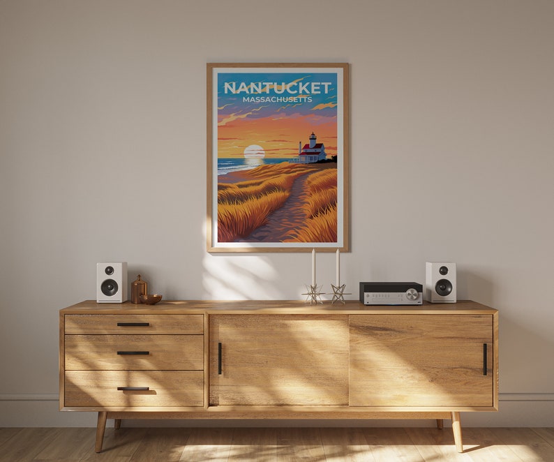Nantucket Travel Poster, Massachusetts Wall Art, Massachusetts Print, Nantucket Poster, Massachusetts Poster, Island Poster, Nantucket Art