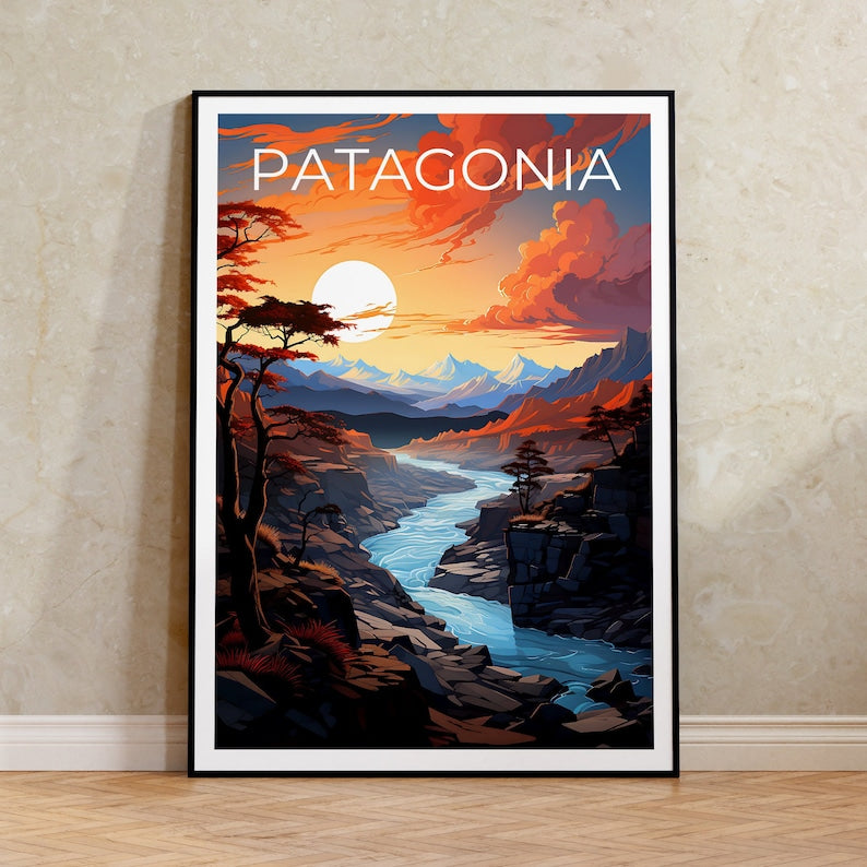 Patagonia Poster, Patagonia Print, Argentina Poster, Argentina Print, Patagonia Travel Poster, Mountain Art, Patagonia Art
