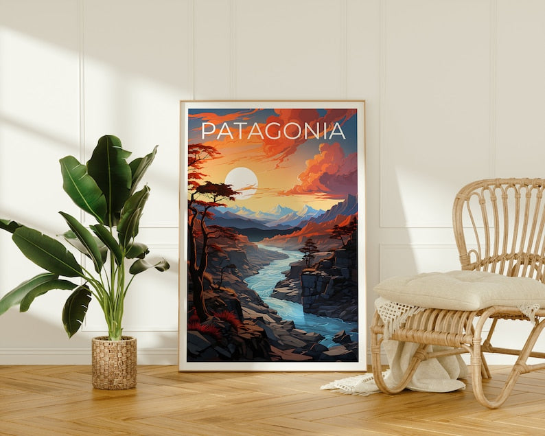Patagonia Poster, Patagonia Print, Argentina Poster, Argentina Print, Patagonia Travel Poster, Mountain Art, Patagonia Art