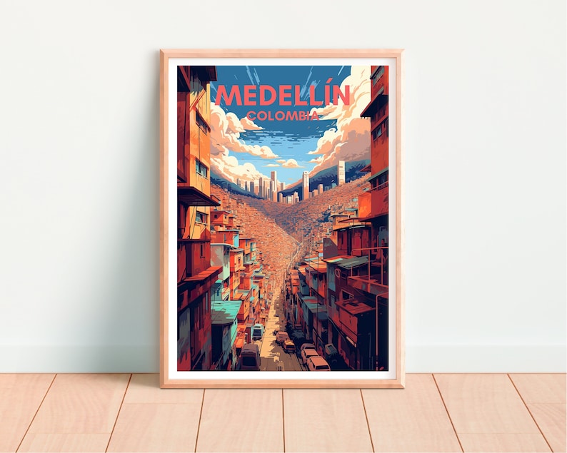 Affiche de voyage de Medellín, impression de Medellín, affiche de Medellin, affiche de Medellin en Colombie, impression de Colombie, art de Medellin, art de la Colombie, cadeau de Medellin