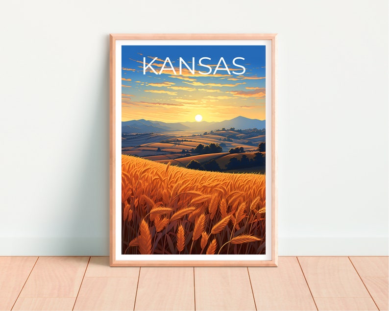 Kansas Travel Poster, Plains Wall Art, Cornfields Print, Plains Poster, Cornfields Poster, Kansas Poster, Kansas Print