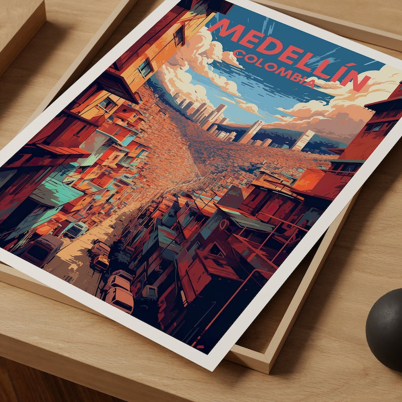 Affiche de voyage de Medellín, impression de Medellín, affiche de Medellin, affiche de Medellin en Colombie, impression de Colombie, art de Medellin, art de la Colombie, cadeau de Medellin