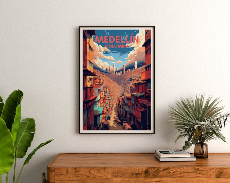 Affiche de voyage de Medellín, impression de Medellín, affiche de Medellin, affiche de Medellin en Colombie, impression de Colombie, art de Medellin, art de la Colombie, cadeau de Medellin