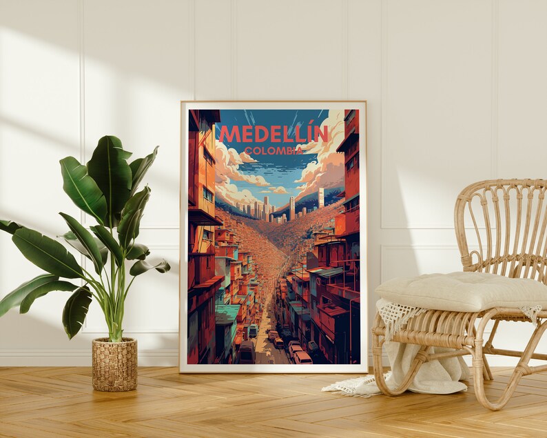 Affiche de voyage de Medellín, impression de Medellín, affiche de Medellin, affiche de Medellin en Colombie, impression de Colombie, art de Medellin, art de la Colombie, cadeau de Medellin