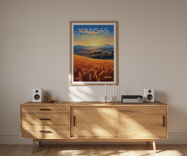 Kansas Travel Poster, Plains Wall Art, Cornfields Print, Plains Poster, Cornfields Poster, Kansas Poster, Kansas Print