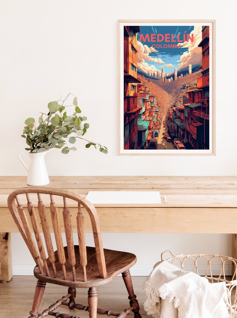 Affiche de voyage de Medellín, impression de Medellín, affiche de Medellin, affiche de Medellin en Colombie, impression de Colombie, art de Medellin, art de la Colombie, cadeau de Medellin