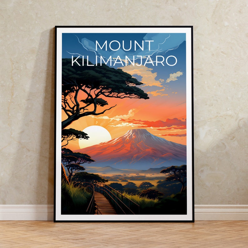 Mount Kilimanjaro Travel Poster, Africa Wall Art, Africa Print, Mount Kilimanjaro Poster, Tanzania Poster, Mount Kilimanjaro Print
