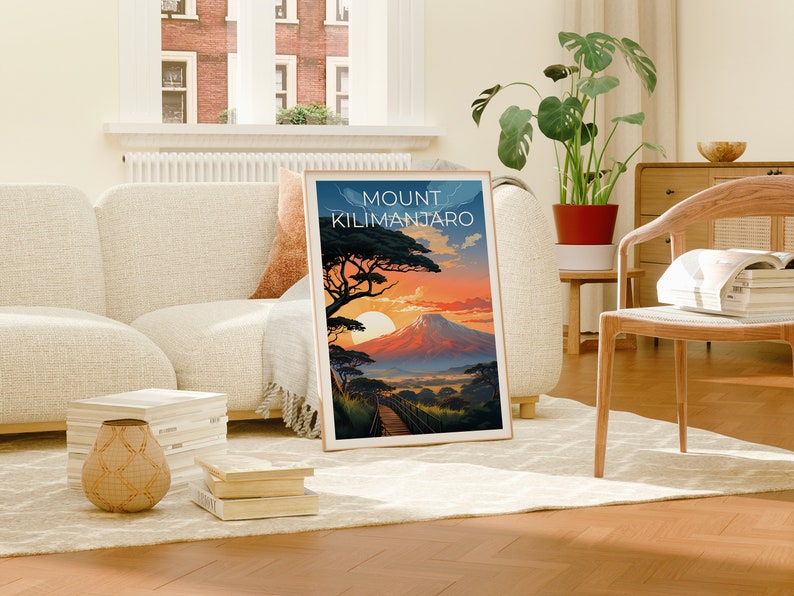 Mount Kilimanjaro Travel Poster, Africa Wall Art, Africa Print, Mount Kilimanjaro Poster, Tanzania Poster, Mount Kilimanjaro Print