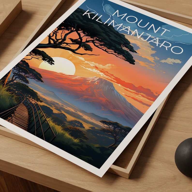 Mount Kilimanjaro Travel Poster, Africa Wall Art, Africa Print, Mount Kilimanjaro Poster, Tanzania Poster, Mount Kilimanjaro Print